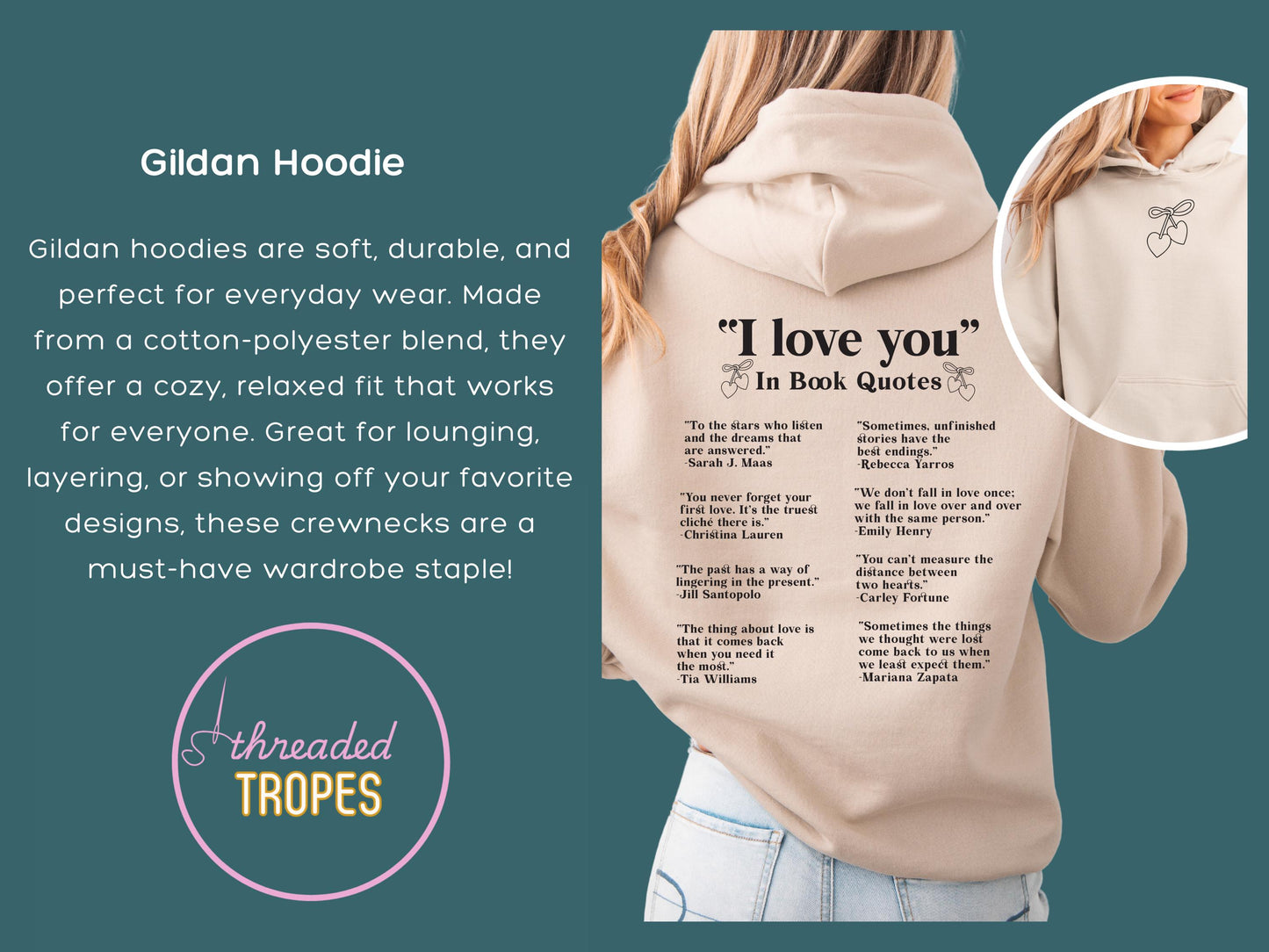 I Love You Book Quotes Hoodie